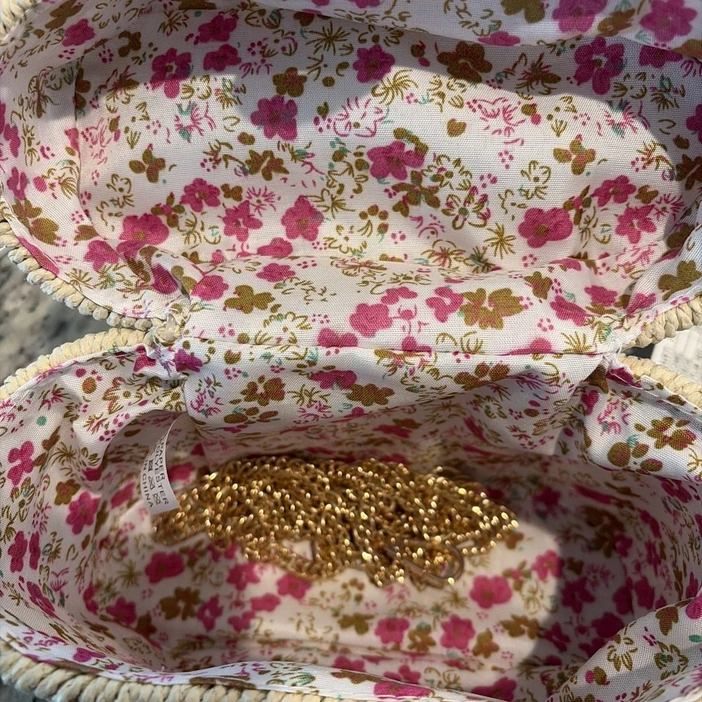 Amalia Imports Wicker Rattan Style Top Handle Bag Detachable Chain Strap NWT